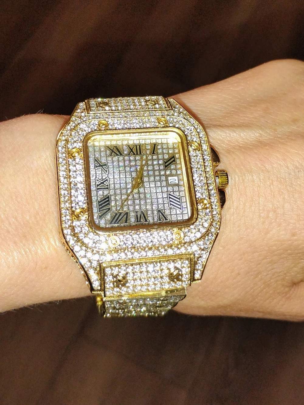 Women's Gold Crystal Pave Bracelet Watch
